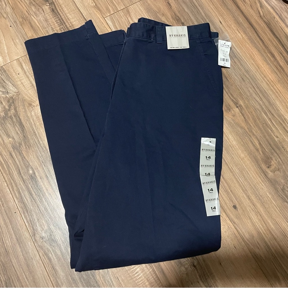 New York & Company Blue Chinos Smooth Cotton Blend 14 tall